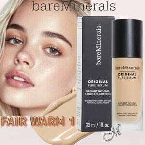 bareMinerals Original Serum Liquid Foundation*SPF 20 ~ FAIR WARM 1 ~ NIB 1oz